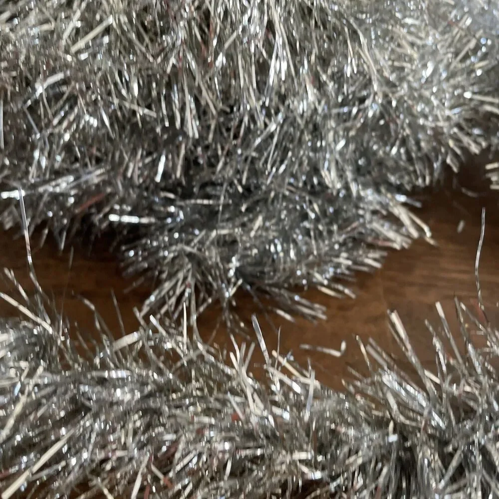 20’ Silver Wired Christmas Tinsel Garland 240”